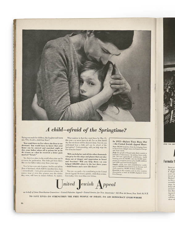 United Jewish Appeal Anzeige, LIFE, 2. April 1951, Seite 86