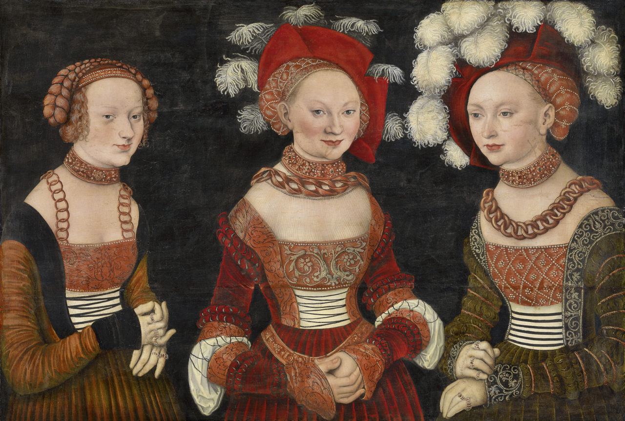 Lucas Cranach d. Ä., Bildnis dreier Damen, vielleicht die Prinzessinnen Sibylla, Emilia und Sidonia, um 1535 © Kunsthistorisches Museum Wien