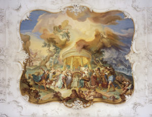 Johann Michael Franz, Opferung Iphigenies, 1764, Deckenfresko im Rittersaal des Schlosses Hirschberg in Beilngries, Altmühltal © Achim Bunz