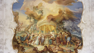 Johann Michael Franz, Opferung Iphigenies, 1764, Deckenfresko im Rittersaal des Schlosses Hirschberg in Beilngries, Altmühltal © Achim Bunz