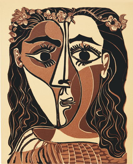 Pablo_Picasso__Kleiner_Frauenkopf_bekroent_von_Blumen__1962__Linolschnitt__c__VG_Bild-Kunst__Bonn_2015