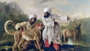 George Stubbs, Gepard und Hirsch mit zwei indischen Wärtern, 1765, Patshull Hall, Staffordshire © Manchester, Manchester Art Galleries