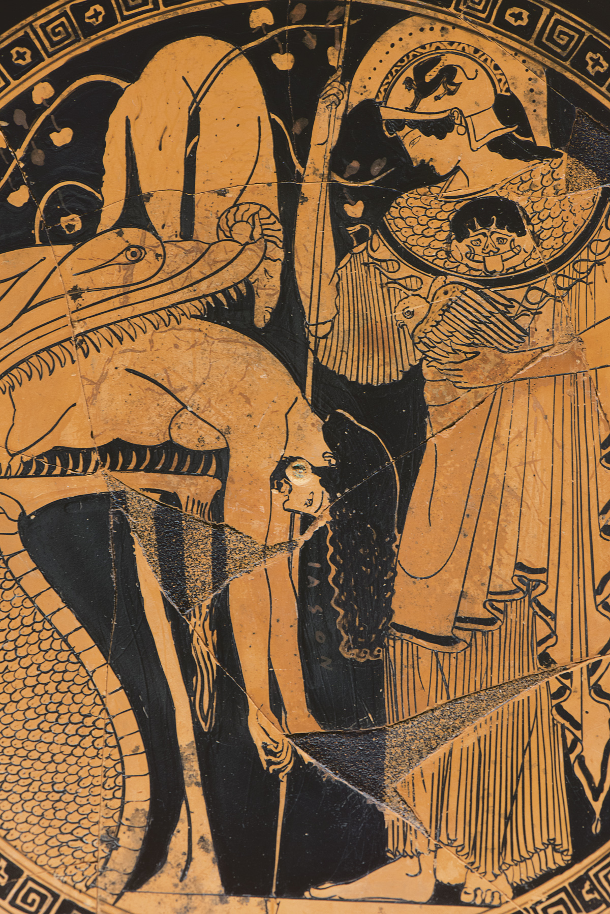Vorschaubild_Kylix, Athena rettet Iason aus dem Schlund des Drachen Duris, Rom, Vatikanische Museen